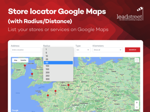 Store locator on Google Maps with Radius