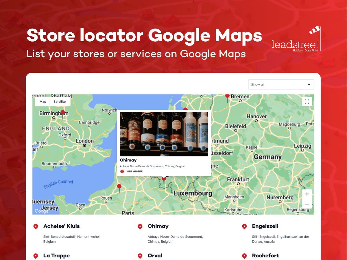 HubSpot Store locator on Google Maps