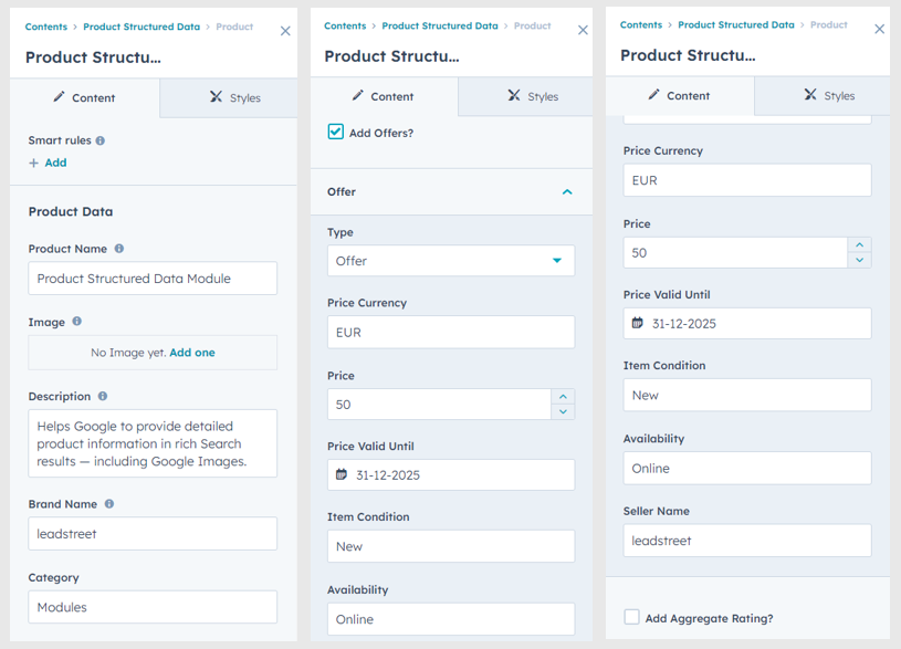 Product Structured Data