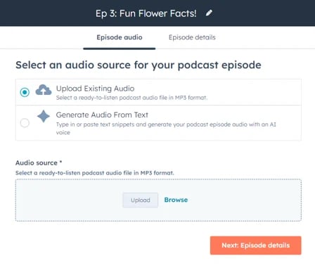 Choose an audio source for your podcast